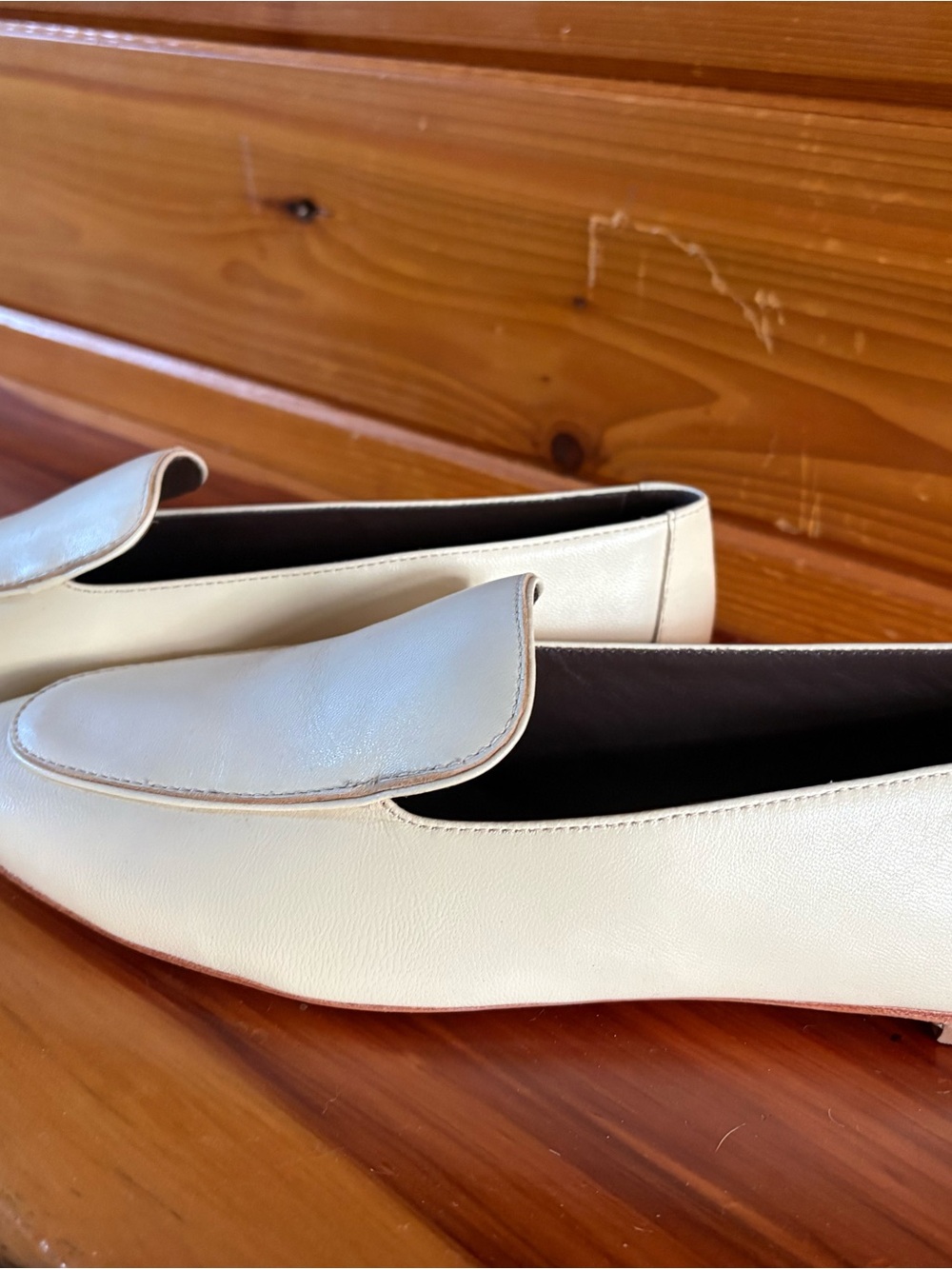 Reformation Cream Leather Slip-On Loafers — Soft Ivory Finish - Picture 3 of 9
